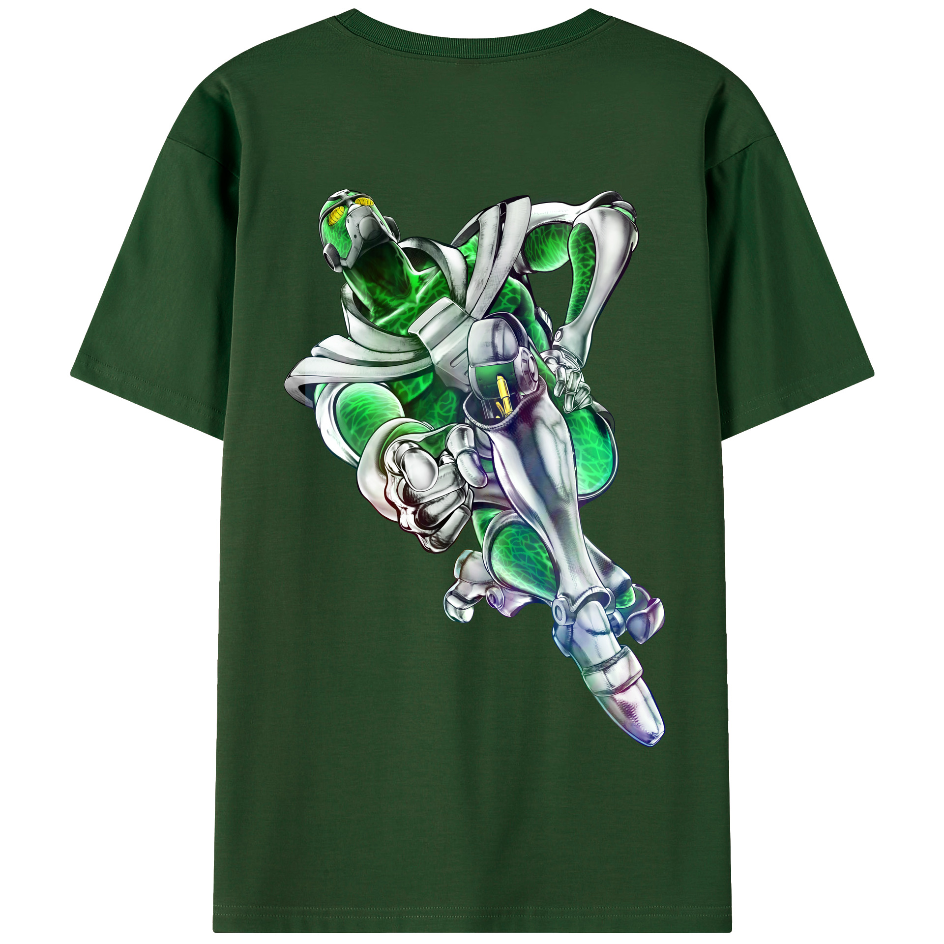 （画像用） ジョジョの奇妙な冒険 花京院 典明（かきょういん のりあき） JoJo's Bizarre Adventure Kakyoin Noriaki 綿100％半袖Tシャツ（背面プリント）